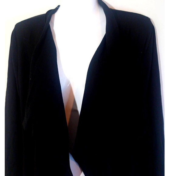 Kenneth Cole Reaction Women Sz M Black Silk Blend Drape Front Cardigan Work - Picture 2 of 7
